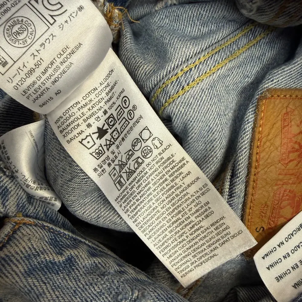 Levi’s S men’s blue denim distressed light jacket bomber
